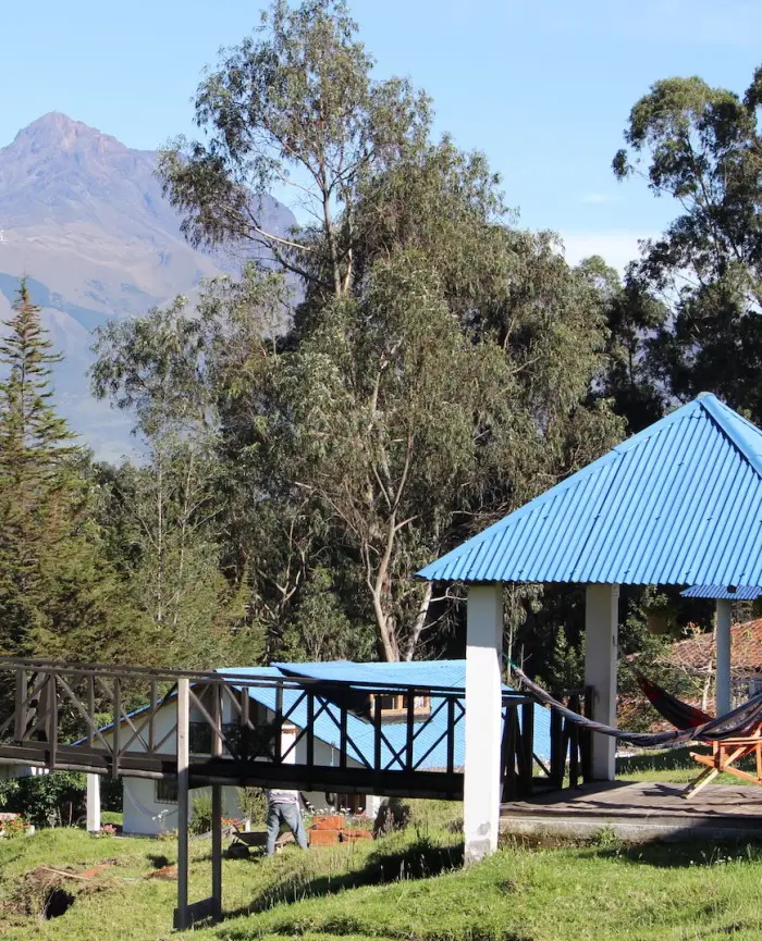 Volcan Cotacachi and Rose Cottage's Mirador, a great place to relax in a hammock